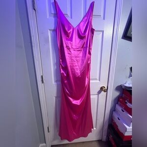 David's Bridal Fuchsia Satin Slip Gown